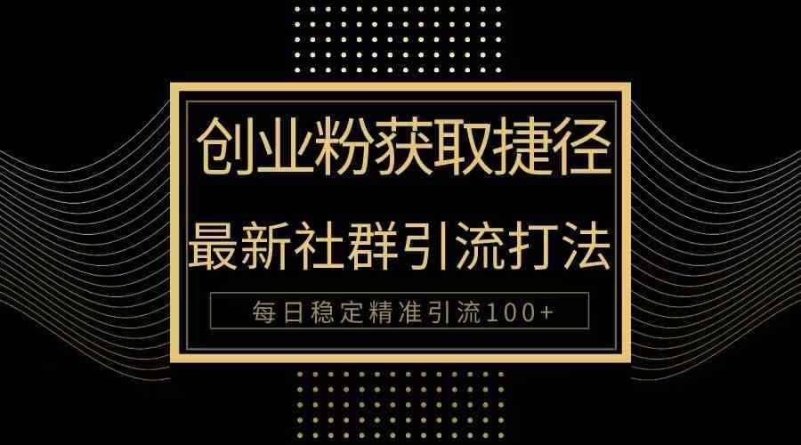 （10040期）创业粉捷径！最新被动引流方法大揭秘，实现每日100+精准引流-咩咩网络