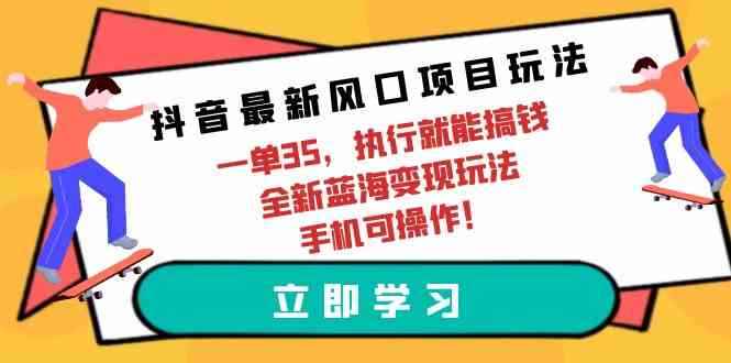 （9948期）抖音最新风口项目玩法，一单35，执行就能搞钱 全新蓝海变现玩法 手机可操作-咩咩网络