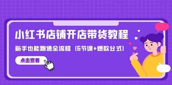 （9883期）最新小红书店铺开店带货教程，新手也能跑通全流程（6节课+爆款公式）-咩咩网络