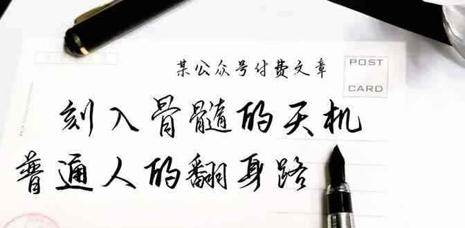 （9807期）某公众号付费文章：刻入骨髓的天机，揭露“普通人的翻身路” 这件通天大事-咩咩网络