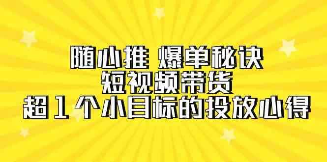 （9687期）随心推 爆单秘诀，短视频带货-超1个小目标的投放心得（7节视频课）-咩咩网络