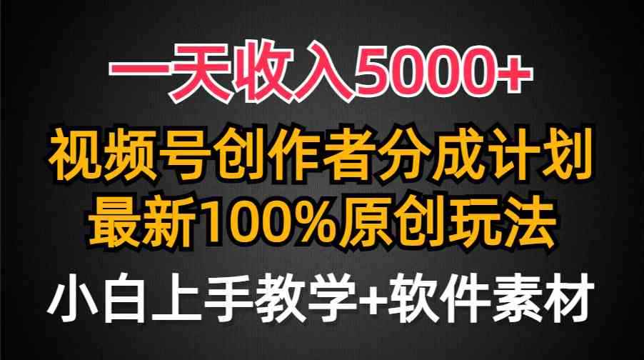 （9599期）一天收入5000+，视频号创作者分成计划，最新100%原创玩法，小白也可以轻…-咩咩网络