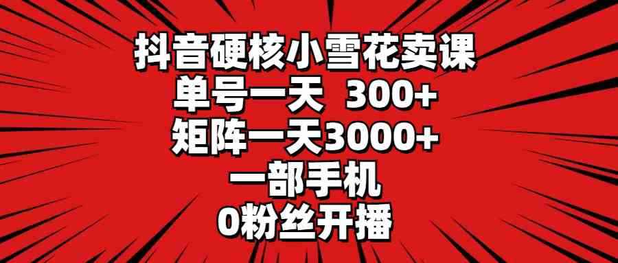 （9551期）抖音硬核小雪花卖课，单号一天300+，矩阵一天3000+，一部手机0粉丝开播-咩咩网络