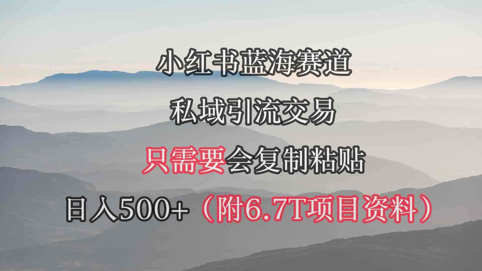（9487期）小红书短剧赛道，私域引流交易，会复制粘贴，日入500+（附6.7T短剧资源）-咩咩网络
