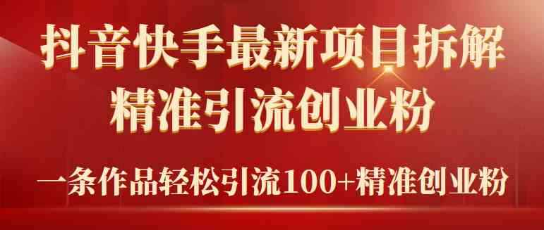 （9447期）2024年抖音快手最新项目拆解视频引流创业粉，一天轻松引流精准创业粉100+-咩咩网络
