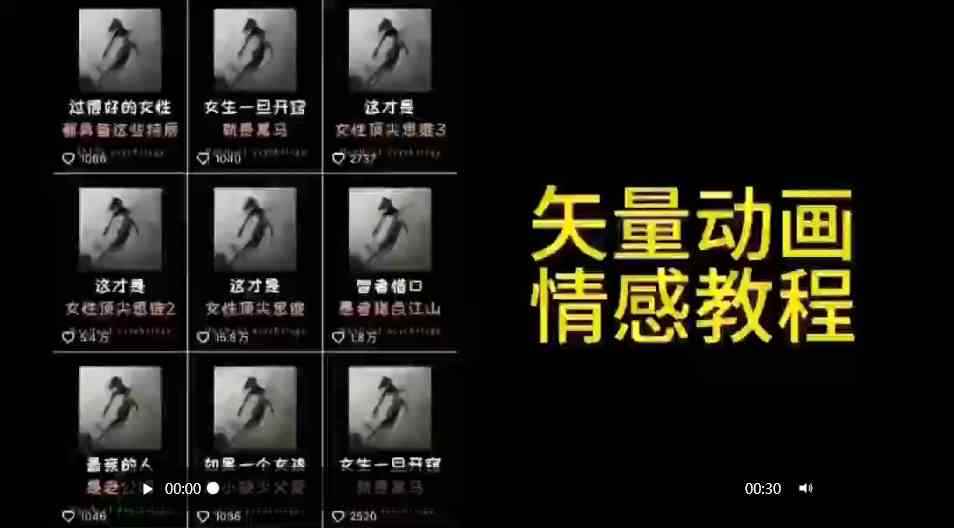 （9334期）矢量动画情感教程：高点赞涨粉，适合情感、思维、创业教育等赛道-咩咩网络