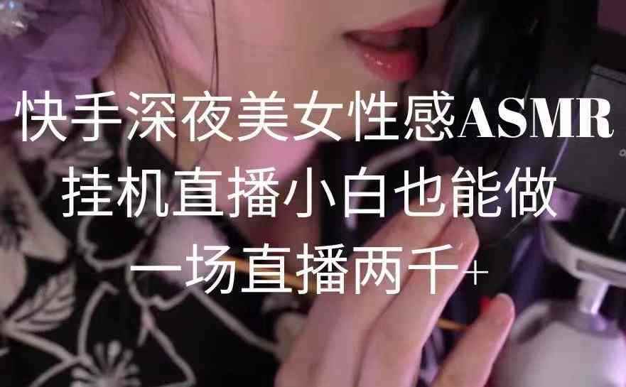 （9243期）快手深夜美女性感ASMR挂机直播，小白也能做，一场直播两千+-咩咩网络