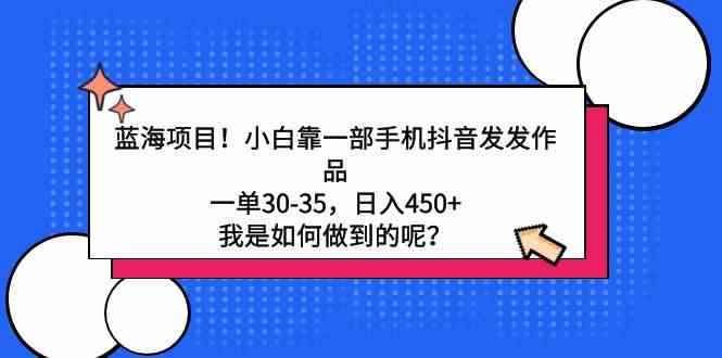 （9182期）蓝海项目！小白靠一部手机抖音发发作品，一单30-35，日入450+，我是如何…-咩咩网络