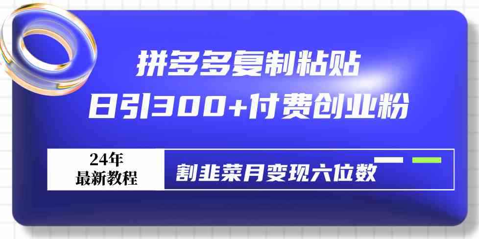（9129期）拼多多复制粘贴日引300+付费创业粉，割韭菜月变现六位数最新教程！-咩咩网络