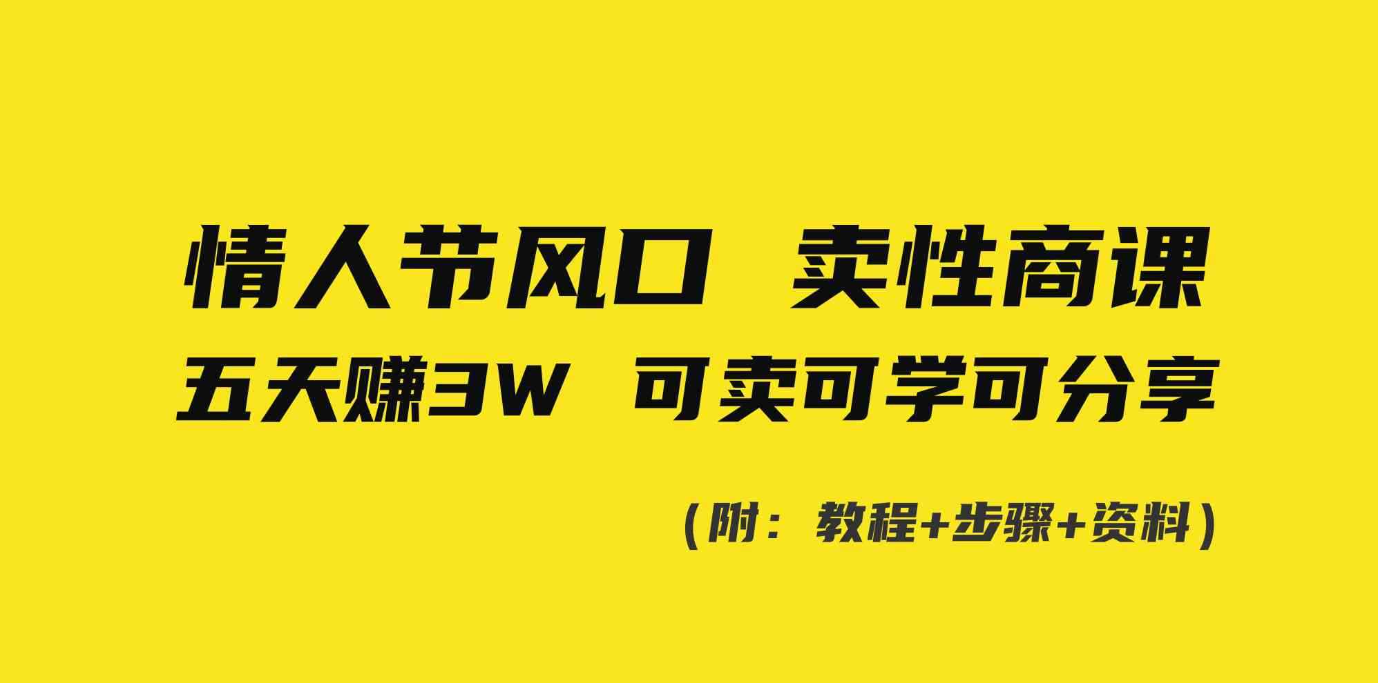 （8958期）情人节风口！卖性商课，小白五天赚3W，可卖可学可分享！-咩咩网络