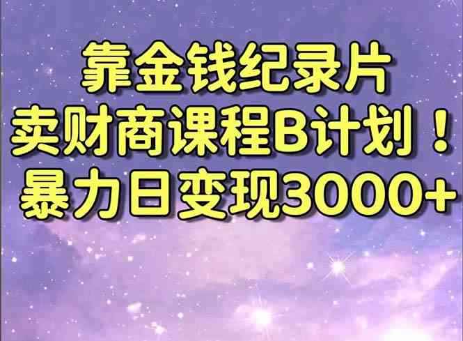 （8944期）靠金钱纪录片卖财商课程B计划！暴力日变现3000+，喂饭式干货教程！-咩咩网络