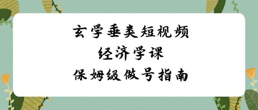 （8820期）玄学 垂类短视频经济学课，保姆级做号指南（8节课）-咩咩网络