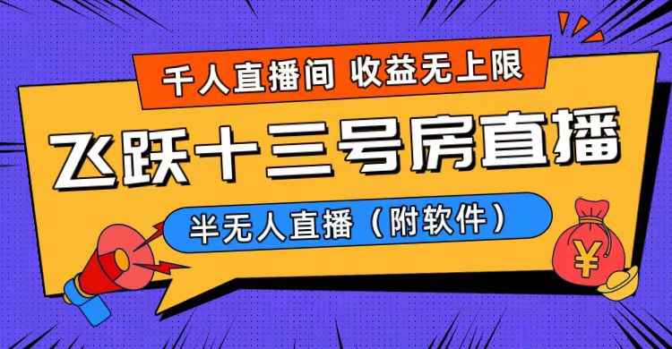 （8711期）爆火飞跃十三号房半无人直播，一场直播上千人，日入过万！（附软件）-咩咩网络