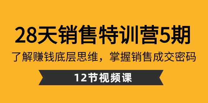 （8659期）28天·销售特训营5期：了解赚钱底层思维，掌握销售成交密码（12节课）-咩咩网络