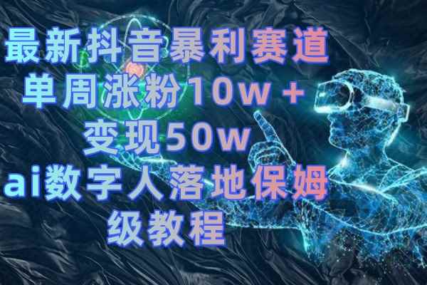 （8637期）最新抖音暴利赛道，单周涨粉10w＋变现50w的ai数字人落地保姆级教程-咩咩网络
