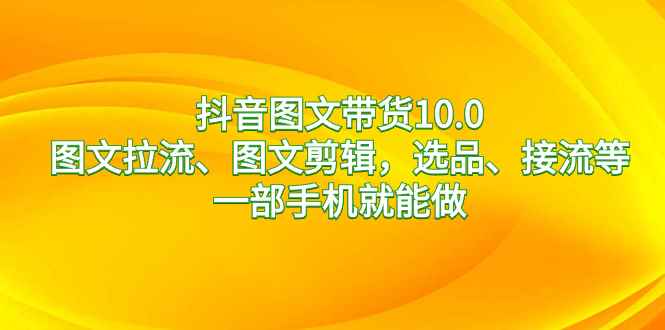 （8626期）抖音图文带货10.0，图文拉流、图文剪辑，选品、接流等，一部手机就能做-咩咩网络