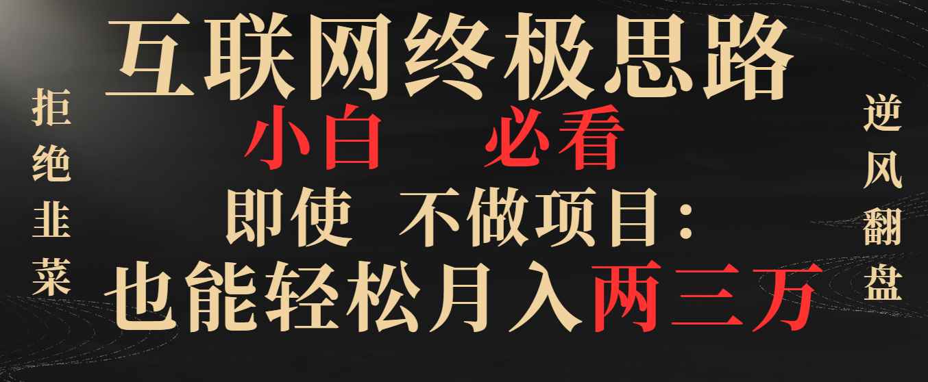 （8619期）互联网终极思路，小白必看，即使不做项目也能轻松月入两三万，拒绝韭菜…-咩咩网络