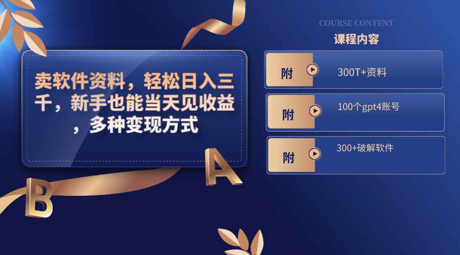 （8582期）卖软件资料，轻松日入三千，新手也能当天见收益，多种变现方式，（附300…-咩咩网络