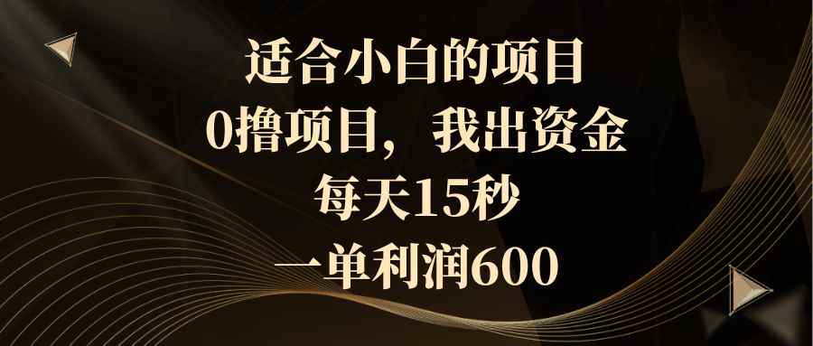 （8571期）适合小白的项目，0撸项目，我出资金，每天15秒，一单利润600-咩咩网络