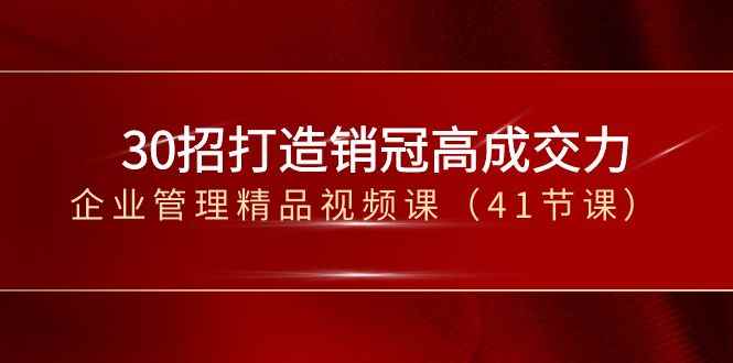 （8477期）30招-打造销冠高成交力-企业管理精品视频课（41节课）-咩咩网络