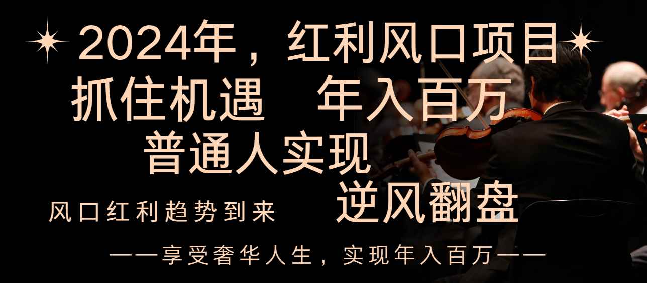 （8418期）2024红利风口项目来袭，享受第一波红利，逆风翻盘普通人也能实现，年入百万-咩咩网络