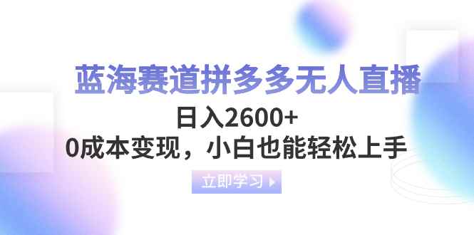 （8331期）蓝海赛道拼多多无人直播，日入2600+，0成本变现，小白也能轻松上手-咩咩网络