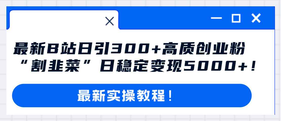 （8216期）最新B站日引300+高质创业粉教程！“割韭菜”日稳定变现5000+！-咩咩网络