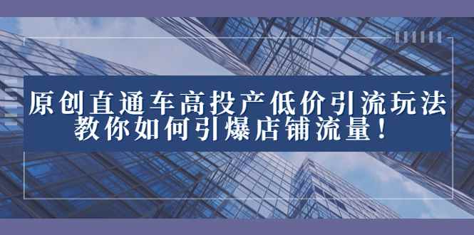 （8197期）2023直通车高投产低价引流玩法，教你如何引爆店铺流量！-咩咩网络