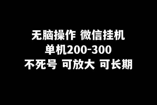 （8119期）无脑操作微信挂机单机200-300一天，不死号，可放大-咩咩网络