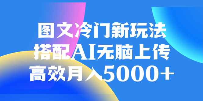 （8097期）图文冷门新玩法，搭配AI无脑上传，高效月入5000+-咩咩网络