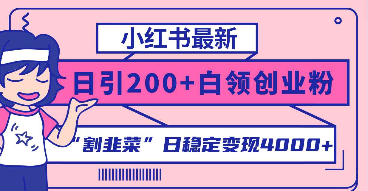 （8052期）小红书最新日引200+创业粉”割韭菜“日稳定变现4000+实操教程！-咩咩网络
