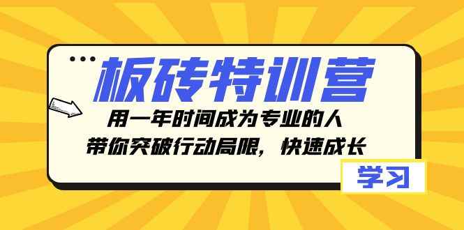 （8048期）板砖特训营，用一年时间成为专业的人，带你突破行动局限，快速成长-咩咩网络