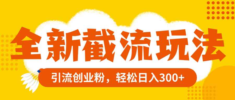 （8025期）全新截流玩法，精准引流创业粉，轻松日入300+-咩咩网络