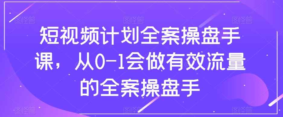 （8003期）短视频计划-全案操盘手课，从0-1会做有效流量的全案操盘手-咩咩网络