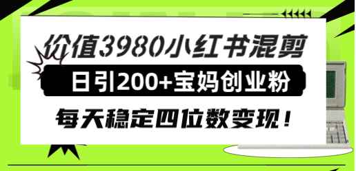 （7893期）价值3980小红书混剪日引200+宝妈创业粉，每天稳定四位数变现！-咩咩网络
