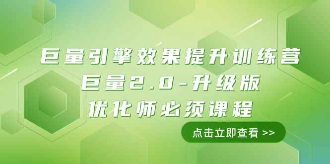 （7887期）巨量引擎·效果提升训练营：巨量2.0-升级版，优化师必须课程（111节课）-咩咩网络