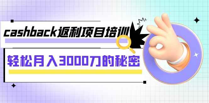 （7765期）cashback返利项目培训：轻松月入3000刀的秘密（8节课）-咩咩网络