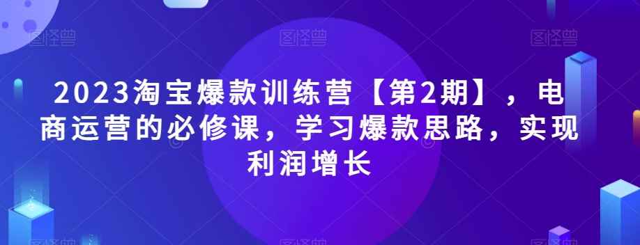 2023淘宝爆款训练营【第2期】，电商运营的必修课，学习爆款思路，实现利润增长-咩咩网络