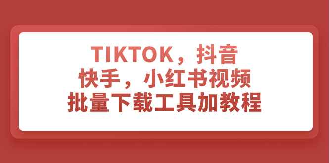 （7714期）TIKTOK，抖音，快手，小红书视频批量下载工具加教程-咩咩网络