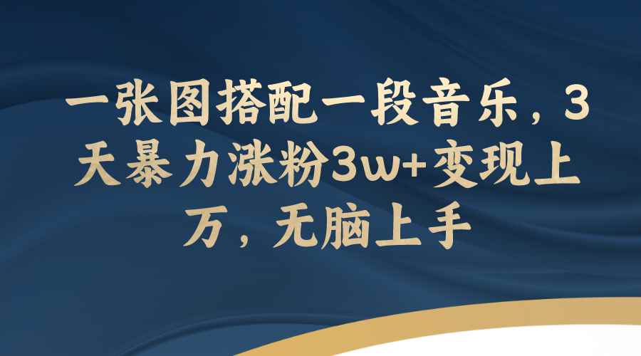 （7674期）一张图搭配一段音乐，3天暴力涨粉3w+变现上万，无脑上手-咩咩网络