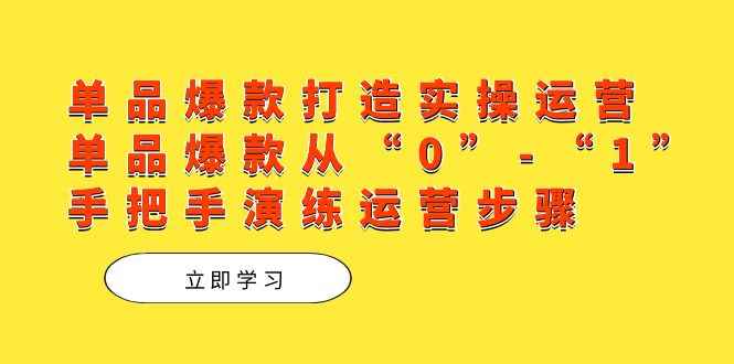 （7488期）单品爆款打造实操运营，单品爆款从“0”-“1”手把手演练运营步骤-咩咩网络