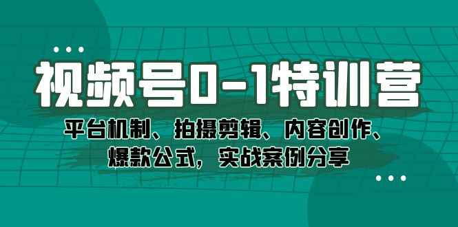 （7373期）视频号0-1特训营：平台机制、拍摄剪辑、内容创作、爆款公式，实战案例分享-咩咩网络