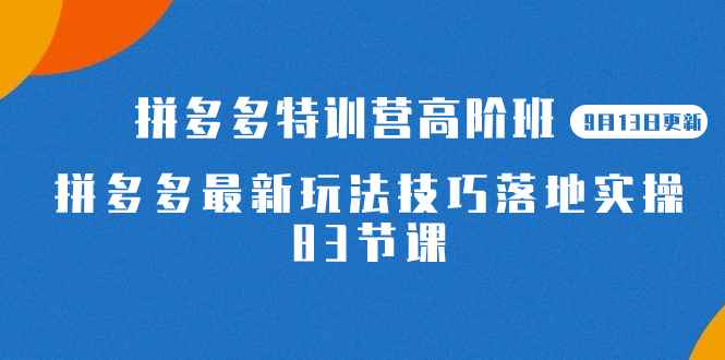 （7295期）2023拼多多·特训营高阶班【9月13日更新】拼多多最新玩法技巧落地实操-83节-咩咩网络