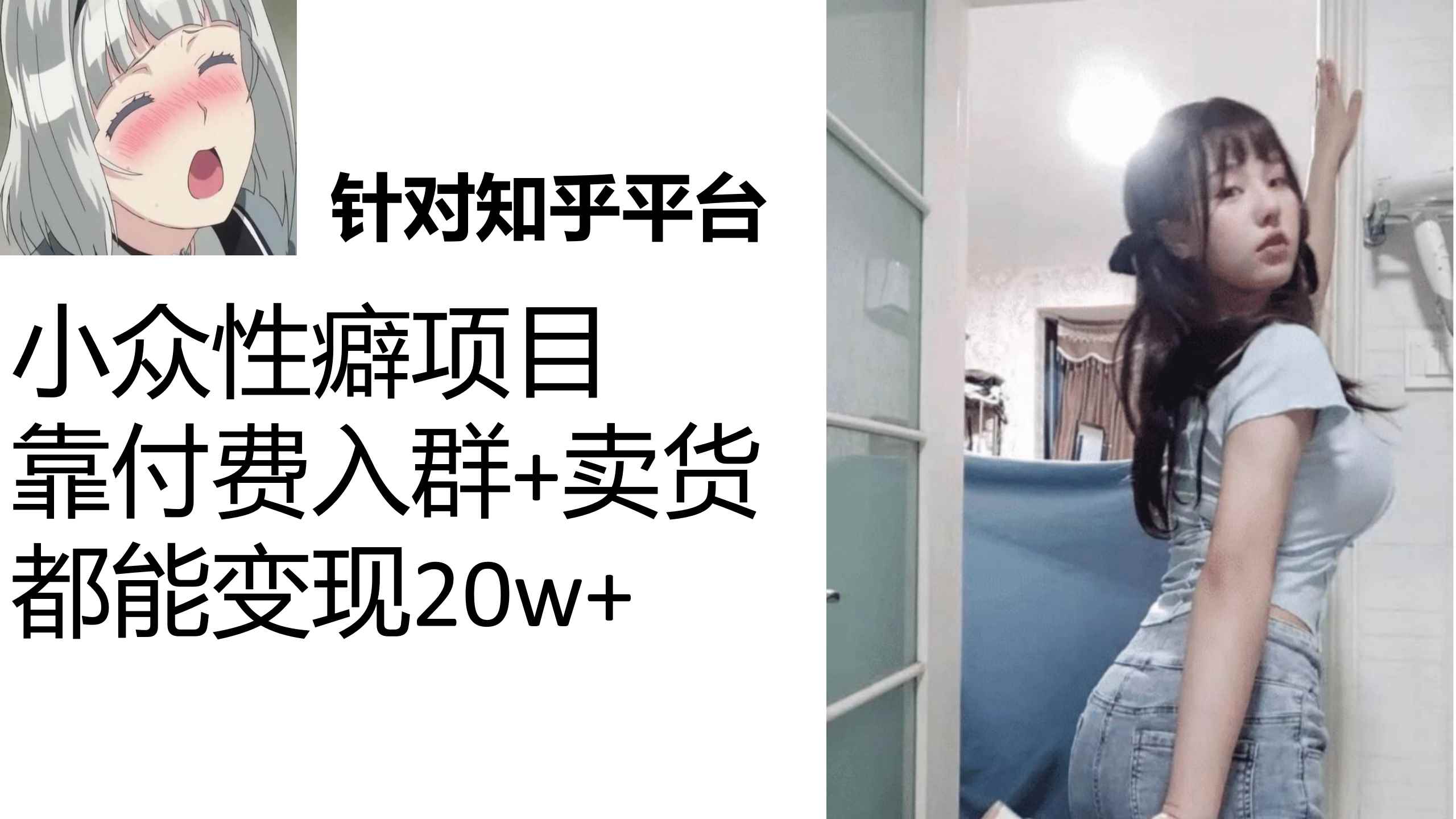 （7291期）知乎小众性癖项目，Lsp的钱才是最好赚的，付费建群+卖货变现20w-咩咩网络