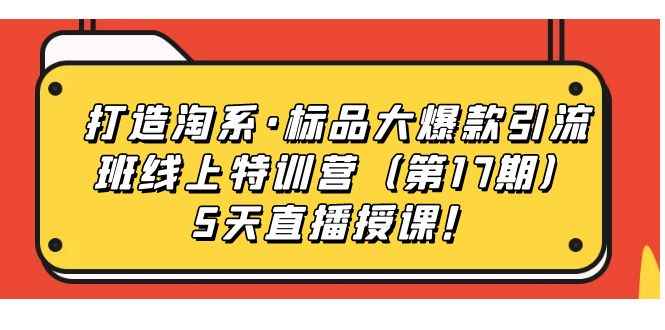 （7226期）打造淘系·标品大爆款引流班线上特训营（第17期）5天直播授课！-咩咩网络
