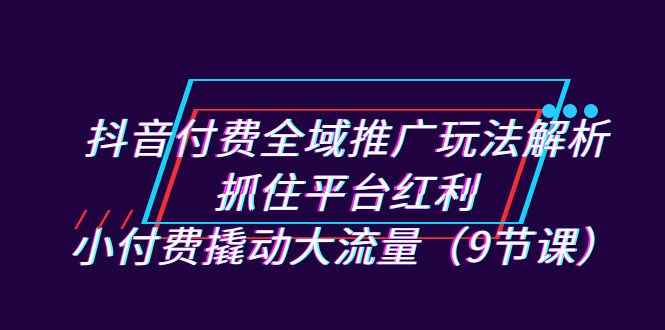 （7160期）抖音付费全域推广玩法解析：抓住平台红利，小付费撬动大流量（9节课）-咩咩网络