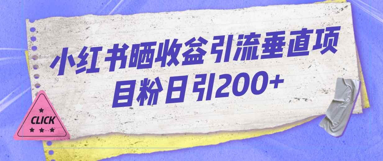 （7045期）小红书晒收益图引流垂直项目粉日引200+-咩咩网络