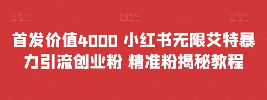 （6982期）首发价值4000 小红书无限艾特暴力引流创业粉 精准粉揭秘教程-咩咩网络