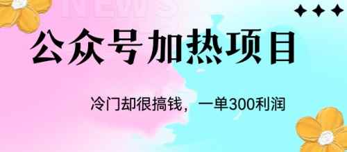（6916期）冷门公众号加热项目，一单利润300+-咩咩网络