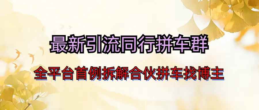 （6853期）最新引流同行拼车群合伙拼车找博主日引百人新玩法-咩咩网络